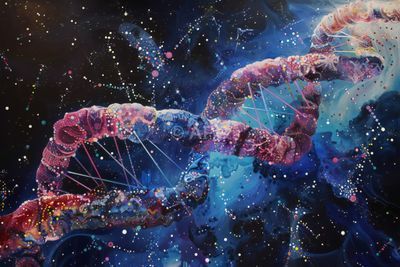 Kosmische DNA-Helix mit Opaleszenz